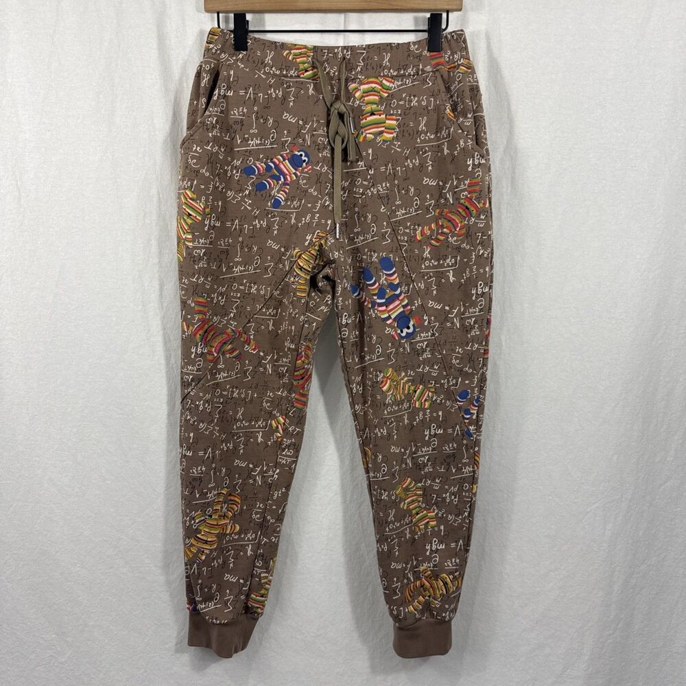 Easel Mathematics Sock Monkey Brown Jogger Pants Lounge Womens Sz M